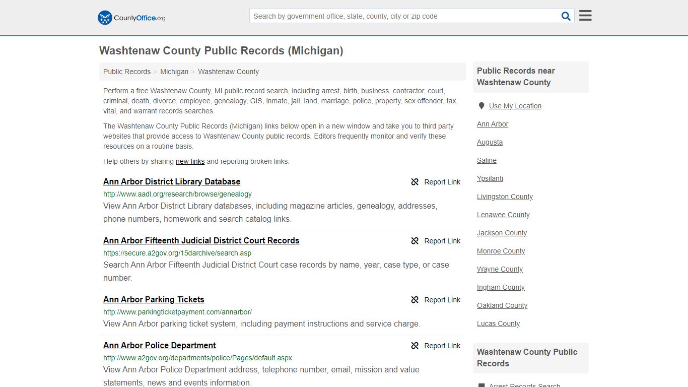 Public Records - Washtenaw County, MI (Business, Criminal ...